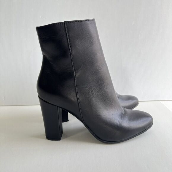 Annabella Boots Women’s Size 8 EU 39 Black Leather Side Zip Block Heel - Picture 2 of 11